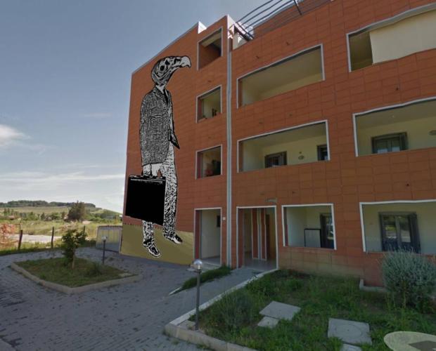 Street Art a Monteriggioni con le figure di Jacopo Pischedda
