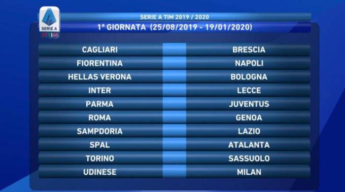 Calendario Serie A 20192020 Scarica Il Tabellone Completo