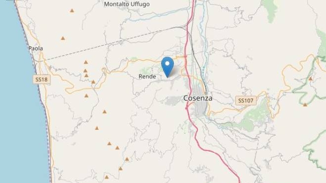 L'epicentro del terremoto nel Cosentino (fonte Ingv)