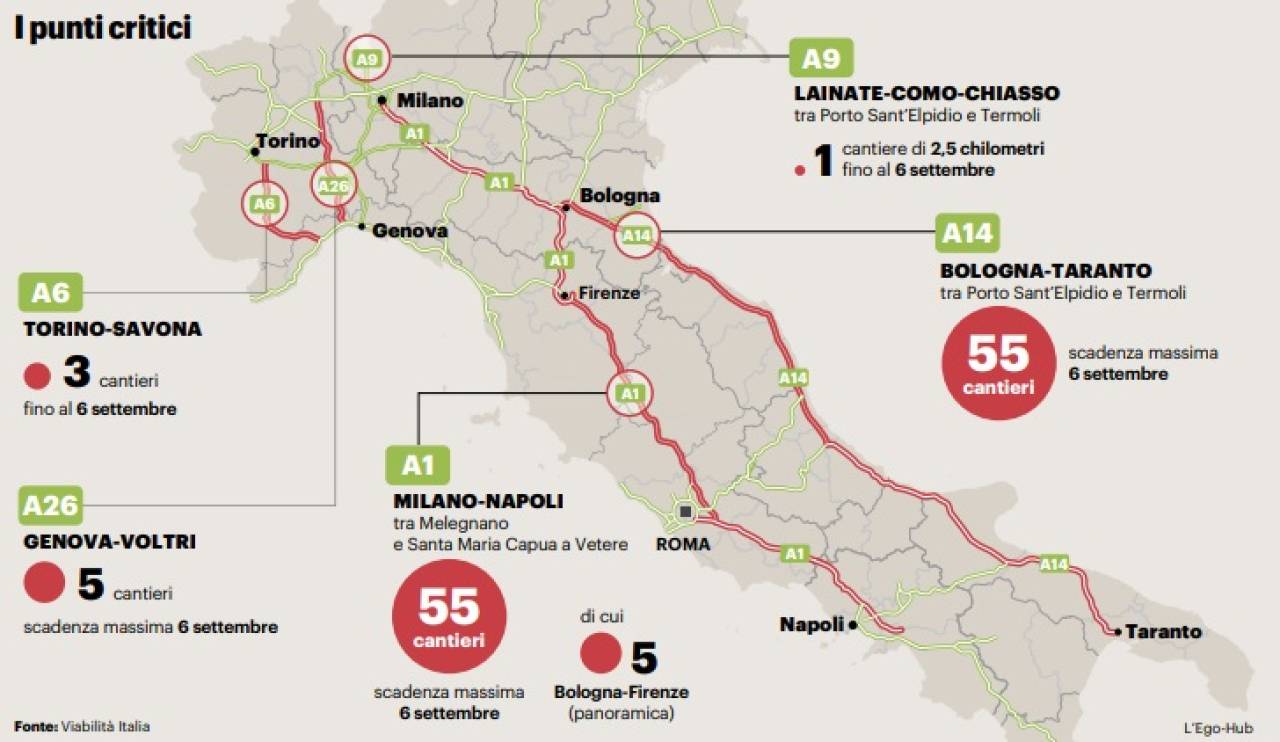 La mappa dei cantieri