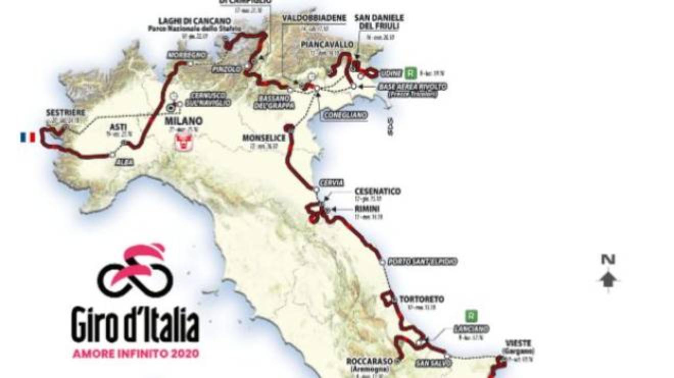 Giro D Italia 2020 La Presentazione Tappe E Altimetria Sport Quotidiano Net Percorso Giro D'italia Oggi Cartina