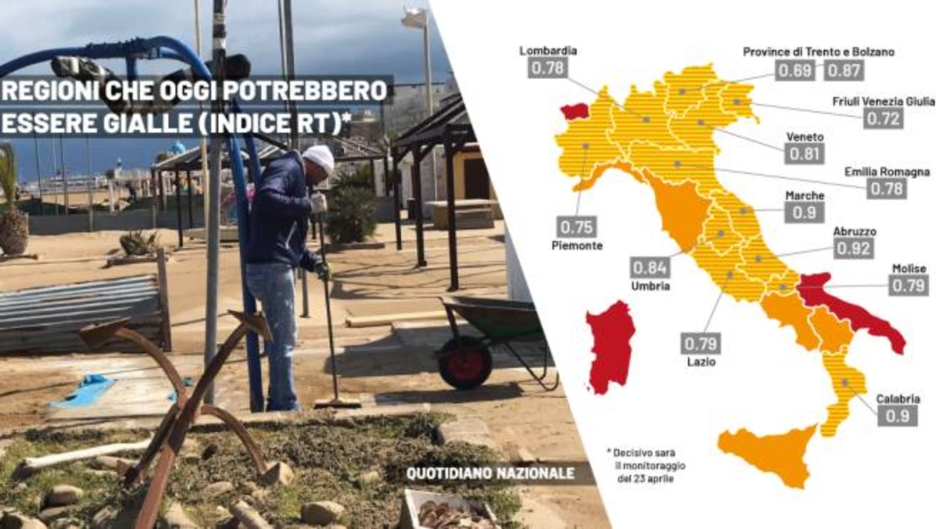 Zona Gialla Dal 26 Aprile Quali Regioni Possono Riaprire Tutti I Numeri Cronaca Quotidiano Net Cartina Italia Colori Dal 26 Aprile