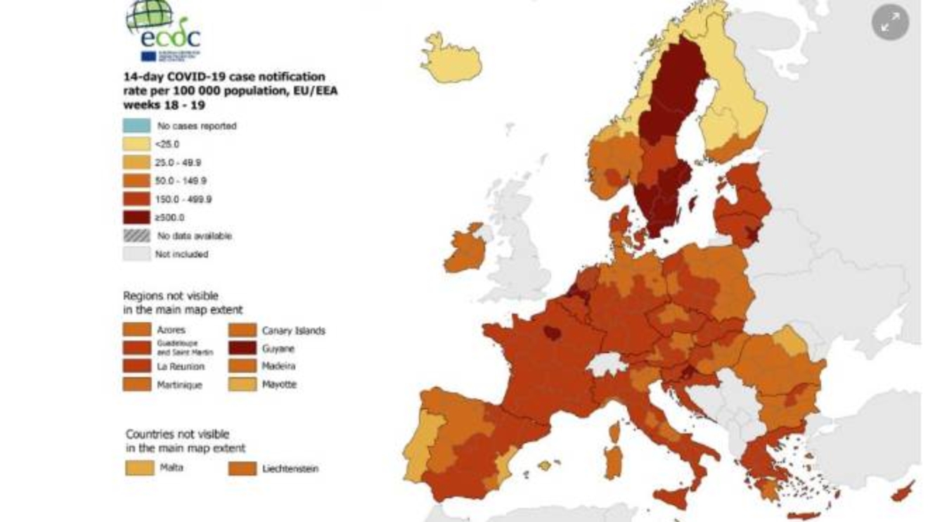 Covid Nuova Mappa Colori Dell Europa Sette Regioni Italiane In Arancione Cronaca Quotidiano Net Cartina Dell'europa Con Regioni