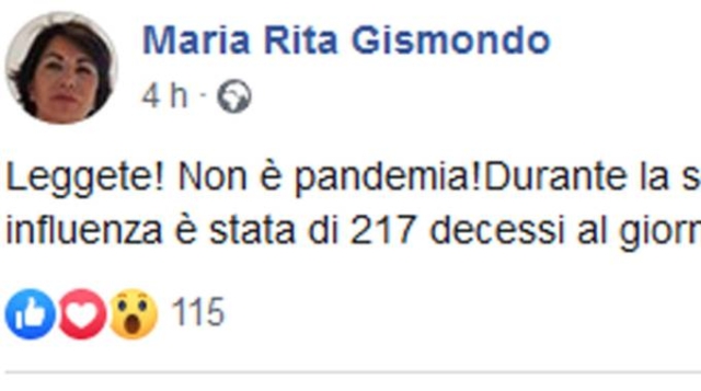 Maria Rita Sigismondo's Facebook post