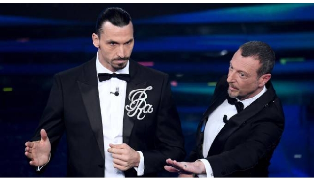 Sanremo 2021, Ibrahimovic e Amadeus (Ansa) Sanremo 2021, Ibrahimovic e Amadeus (Ansa)