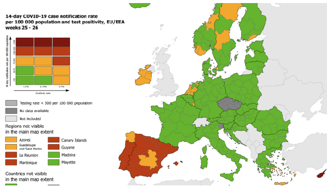 La nuova mappa dell'Ecdc sull'incidenza del Covid in Europa La nuova mappa dell'Ecdc sull'incidenza del Covid in Europa