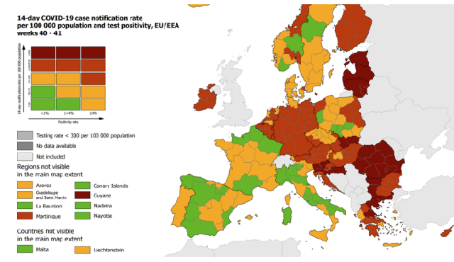 Covid, la nuova mappa Ecdc: 12 regioni in verde Covid, la nuova mappa Ecdc: 12 regioni in verde