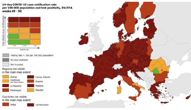 La mappa dell'Ecdc aggiornata La mappa dell'Ecdc aggiornata